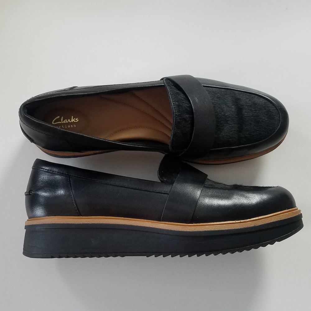 Clarks Black Leather Loafers